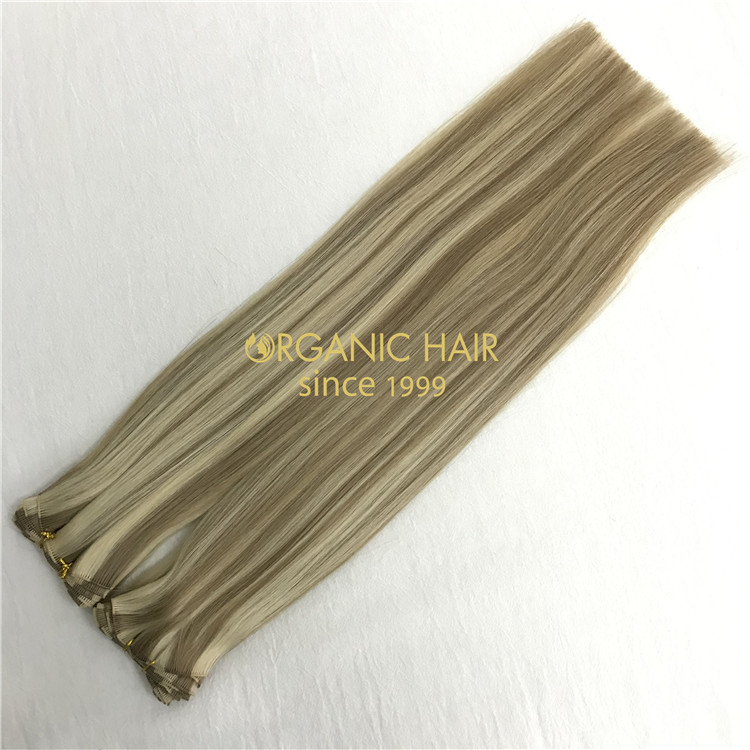 Hand tied wefts hair extensions 100% human remy cuticle hair X374